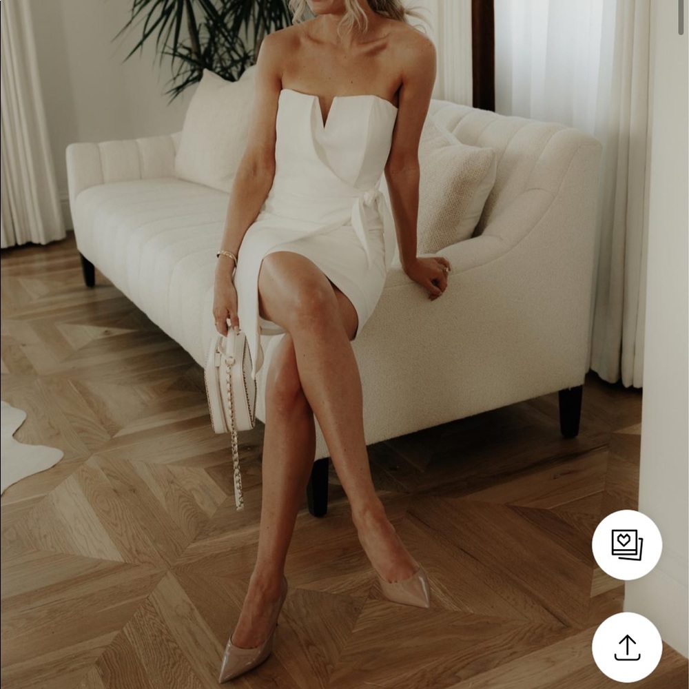 White Strapless A-Symmetrical Dress Bridal